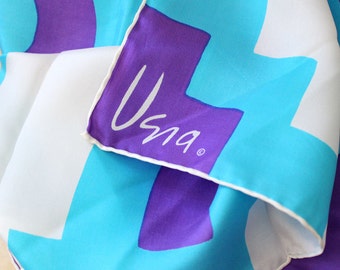 Vintage Vera Scarf. Funky purple Aztec design, vintage 1970s square.