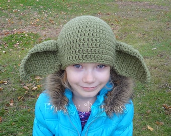 Yoda Hat Child Size Adult Geek Beanie Gifts for Kids Hand Crocheted Geekery Hat