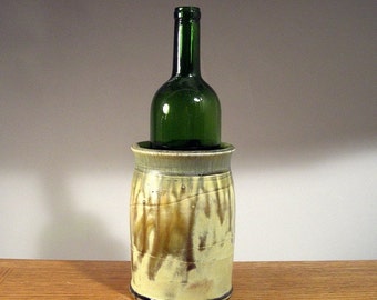 Stoneware Wine Chiller , Pottery Wine Chiller , Wine Chiller , Asparagus Keeper , Untesil Holder , Slip Texture and Layered Glaze Finish