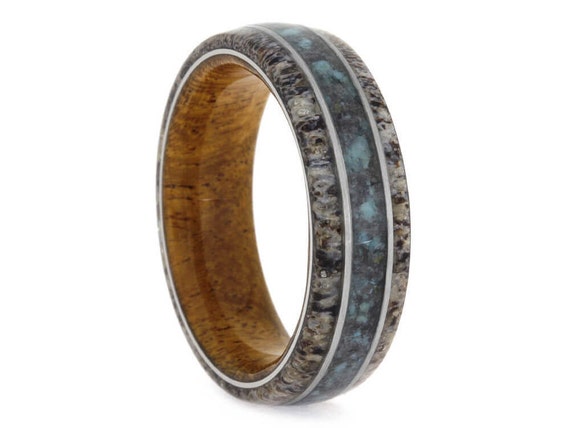 Deer Antler Wedding Band With Wood Sleeve Natural Ring Inlaid   Il 570xN.1144468214 4kzj 