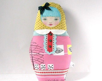 Matryoshka Doll, Nesting Doll, Modern Folk Doll, Cute Cloth Doll, Babushka Softie, Russian Doll, Collectable Doll