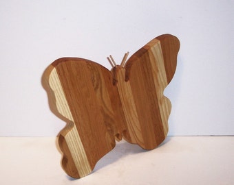 Butterfly Cheese Cutting Board Handcrafted from Mixed Hardwoods