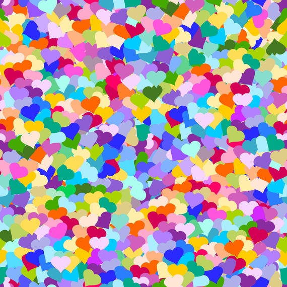 Heart Fabric Rainbow Confetti Hearts By Inspirationz