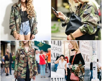 Vintage Army Jacket Military Issued Button Down Camo Shirt Jacket IN YOUR SIZE