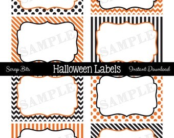 Instant Download . Printable Halloween Food Labels, Printable Halloween Tags, Printable Halloween Labels