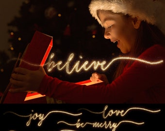 Christmas Gems - Sparkler Overlays - MAKING SPIRITS BRIGHT - (5) Flat .png files - Photography Overlays For Your Photos and Quick Pages.
