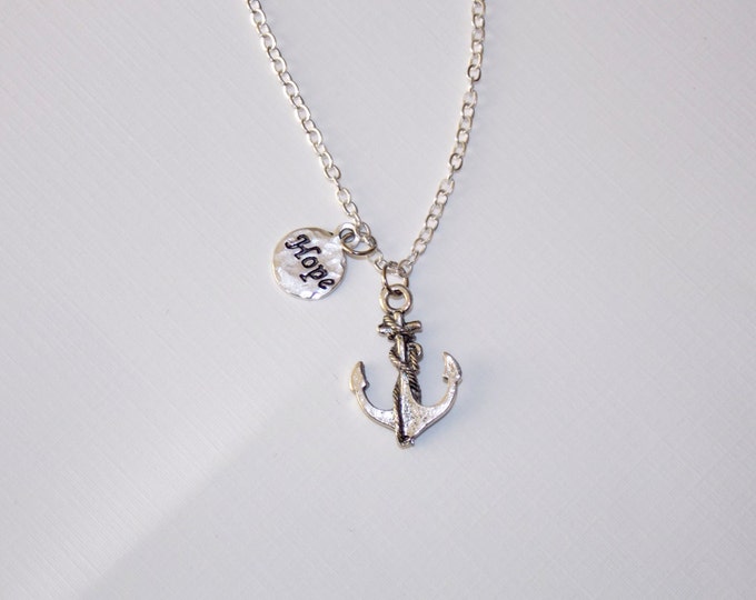 Anchor Necklace, Hope Necklace, Silver Anchor Necklace, Nautical Jewelry, Anchored in Hope Necklace, Rustic Jewelry, Hebrews 6:19 Necklace