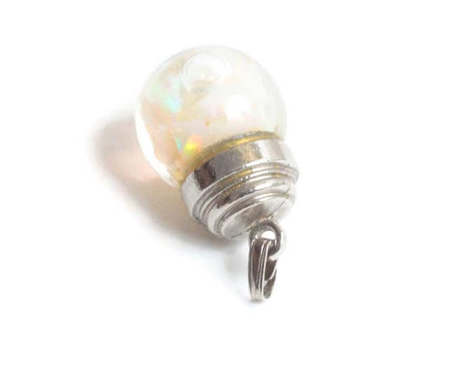 Floating Opal Pendant with Silver Tone Top Gift for Her Vintage