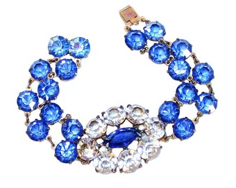 Deco-Era Faceted Glass Bracelet - 1920's Bracelet - 1930's Bracelet - Art Deco Jewelry - Faceted Stone Bracelet - Bridal Jewelry - Prom