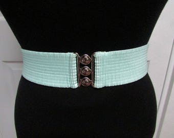Vintage Stretch Belt Olive Green Elastic Cinch Belt Leather