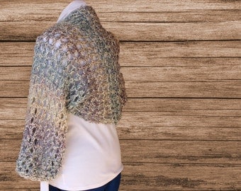 Knitted Shrug Patterns, Big Lacy Knit Shrug, Pattern to Knit Using Homespun Yarn, Knitting Pattern for Shrug, Learn to Knit Lace Design