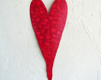 Metal Wall Art Red Heart Sculpture Recycled Metal Valentines Weddings Anniversaries Lovers Gifts Friendship 6 x 15