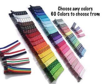 25 Stripe & Dots Lined 45mm Alligator Clips, No Slip Hair Clips, Fully Lined, Partially Lined, Double Prong, Single Prong, Ribbon Covered