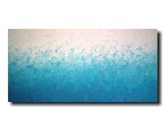 Original Large Abstract painting - 24 X 48 Inches-by Artist JMJartstudio-Fresh- blue painting Wall art-wall decor --Oil painting