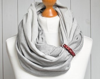 Infinity scarf with leather cuff, infinity scarves ZOJANKA, tube scarf, infinity scarves, casual scarf with leather strap