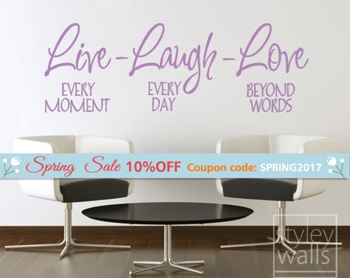 Live Laugh Love Vinyl lettering Wall Decal, Vinyl Lettering Home Decor, Live Laugh Love Quote Wall Decal Sticker
