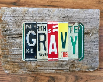 GRAVY license plate sign tomboyART art recycled upcycled pig BBQ tomboyART tomboy art SOUL FooD