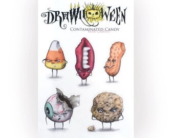 Halloween Candy Furious Foods Sticker Sheet - by Mab Graves