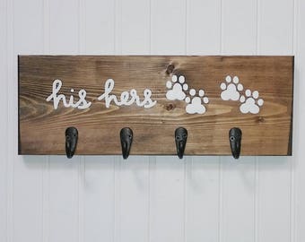 His and Hers Keychain Holder, Key Chain Hooks, Key Holder for Wall, Key Hanger, Dog Collar Hook, Dog Leash Holder, Dog Leash Hanger, Heddy J