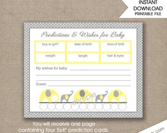 Baby Predictions &amp; Wishes Baby Shower Custom Printable