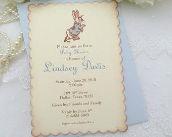 Peter Rabbit Invitations Baby Shower Boy Printed Invitations Set of 10