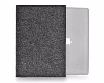 MacBook Pro 2017 case MacBook Pro Touch Bar 13 and 15 inch, wool felt cover landscape design pure charcoal wool felt made in Germany