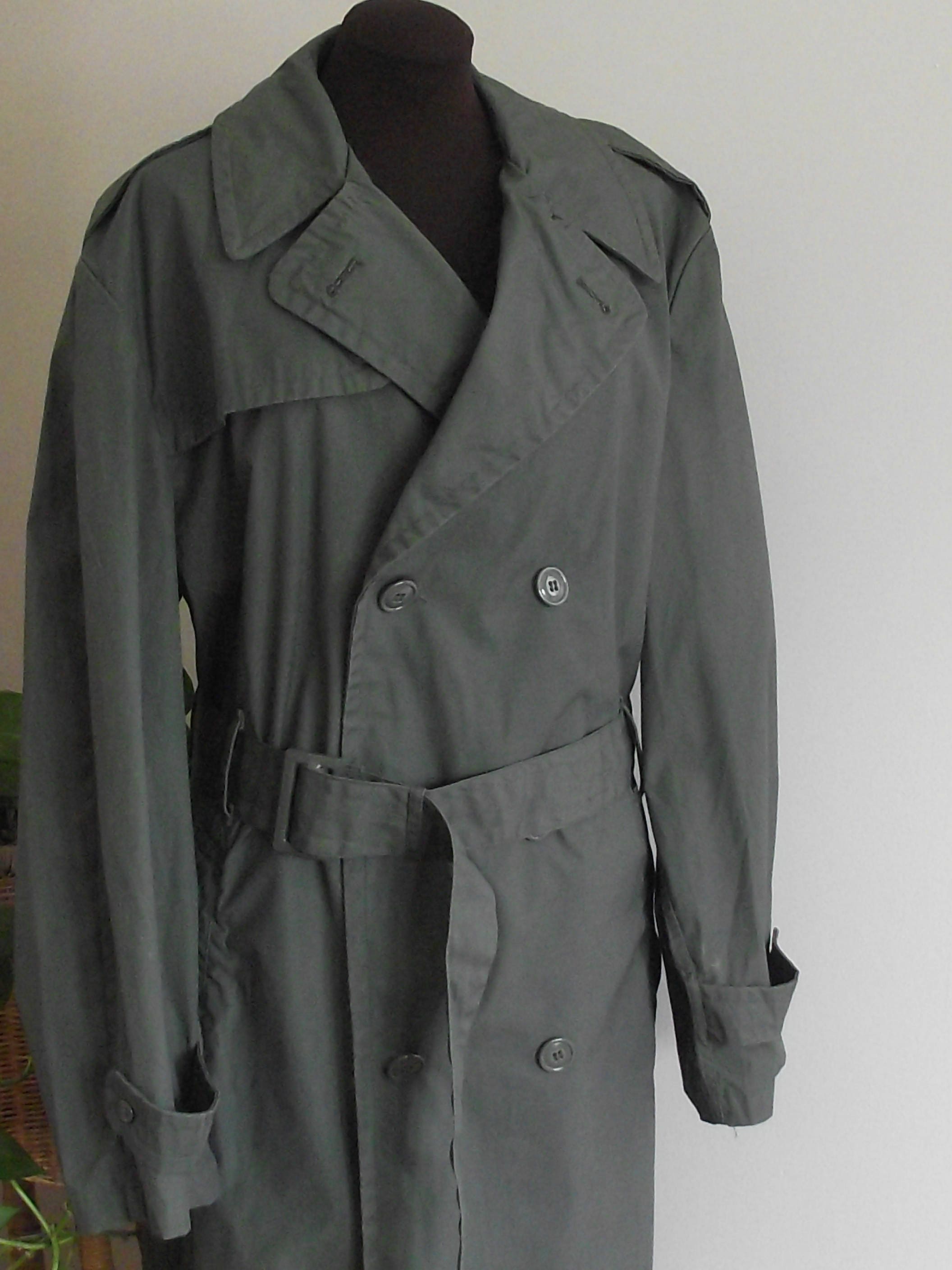 Vintage Army Green Military Dress Rain Coat Trench Coat Duster