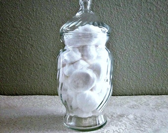 Vintage Clear Swirl Glass Vanity Jar - Apothecary Jar - Terrarium - Bath Decor - Nut or Candy Container - Storage Jar - Display Container