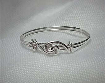 Thumb Ring - Ring Love Knot Band Design - Genuine Sterling Silver .925 - Custom Sizes 4 - 12 FREE SHIPPING - USA made and shipped