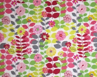 Lovely Pink and Green Blossom Floral Print Pure Cotton Fabric --By the Yard