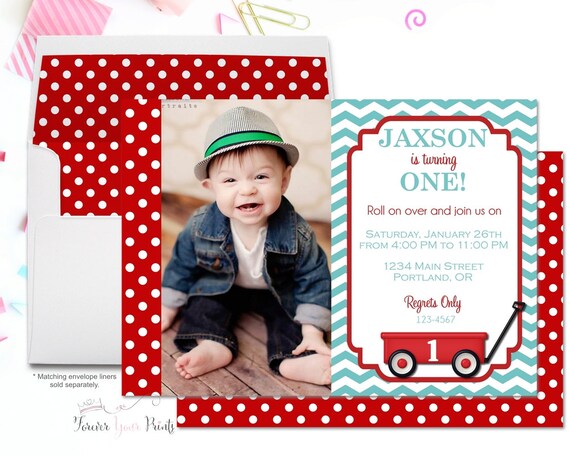 Red Wagon Invitation - Boys Birthday Invitation - Red Wagon Birthday Invitation - Red Wagon Party Invitation - Little Red Wagon Invitation Il_570xn