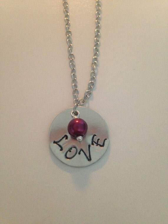 Hand Stamped LOVE Necklace