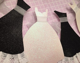 Wedding Dress Garland Paper Bridal Shower Decoration Sparkly White, Black, White, Lace