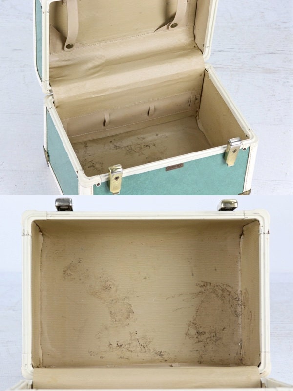 Vintage Turquoise Green Train Case Vintage Train Case Mid