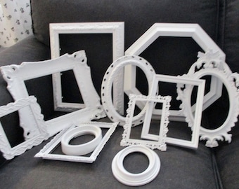 Lot 11 Vintage Shabby White Ornate Picture Frames Romantic Wedding FREE SHIPPING US & Canada