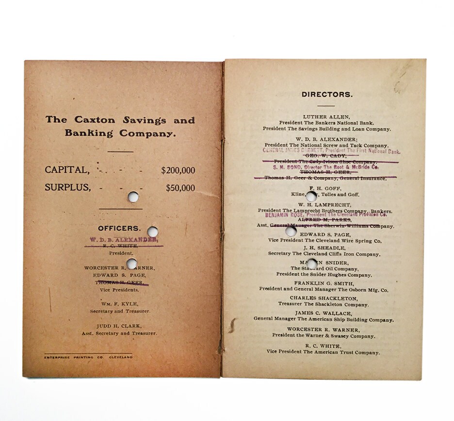 Vintage Bank Savings Book Bank Ephemera Handwritten Ledger 1903 The