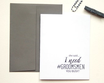 Will You Be My Groomsman, Asking Groomsmen, Usher, Personalized Wedding Card, Wedding Stationary, Best Man Proposal, Set of 5