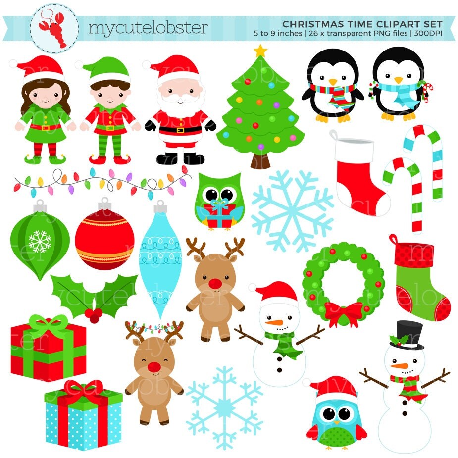 Christmas Holiday Clipart Set clip art set of christmas