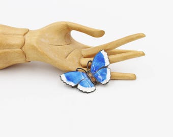 Art Deco Enamel Butterfly Brooch Guilloche