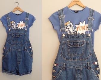 90s Grunge no boundaries Denim shortalls Short Overalls M/L