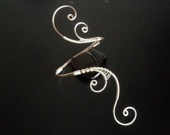 Silver bracelet, Cuff Bracelet, Arm cuff, Spiral Arm Band, Arm Bangle, Wire Wrapped jewelry