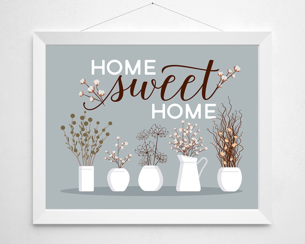 Home Sweet Home print wall decor art flower cotton dried