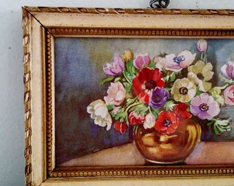 Vintage Small Framed Floral Print