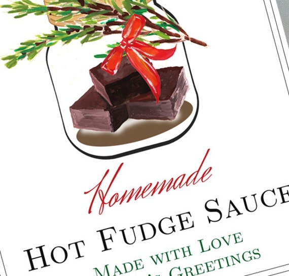 Hot Fudge Mason Jar Label or Tag with Personalized Name and