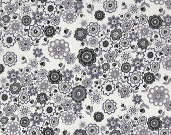 Fat eighth Lauren, black and white classic floral Liberty print, Liberty of London cotton tana lawn