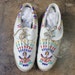 Size 9 1/2 Beaded MOCCASIN / Southwestern White Leather Flats / Women's Desert Shoes