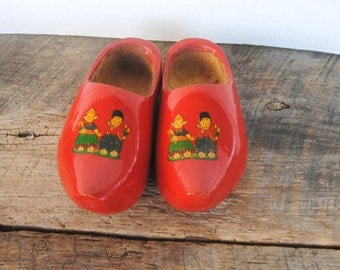 Vintage Dutch Holland Wooden Clog Shoes Decorative