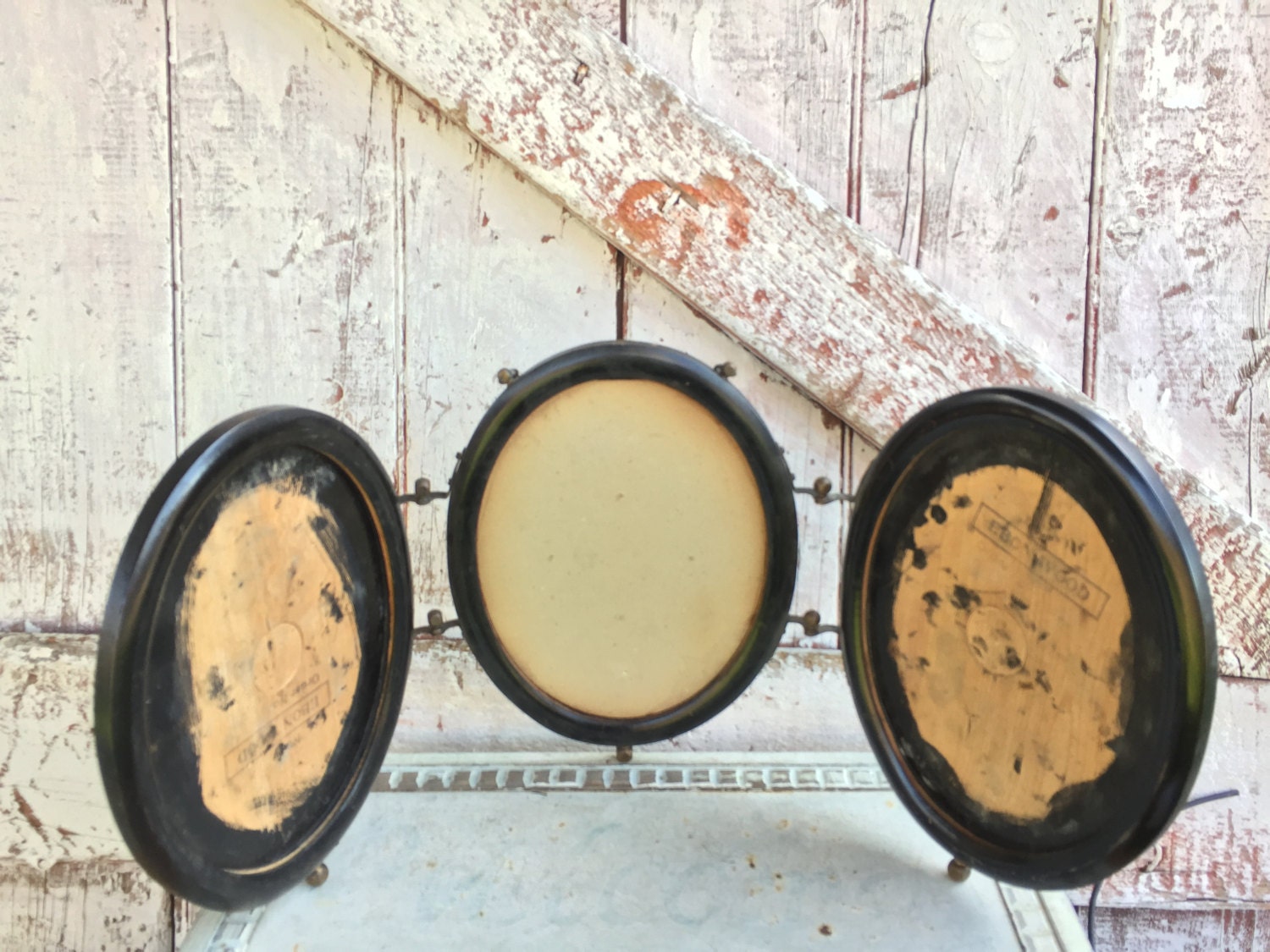 Triple oval picture frames vintage trio of picture frames connected