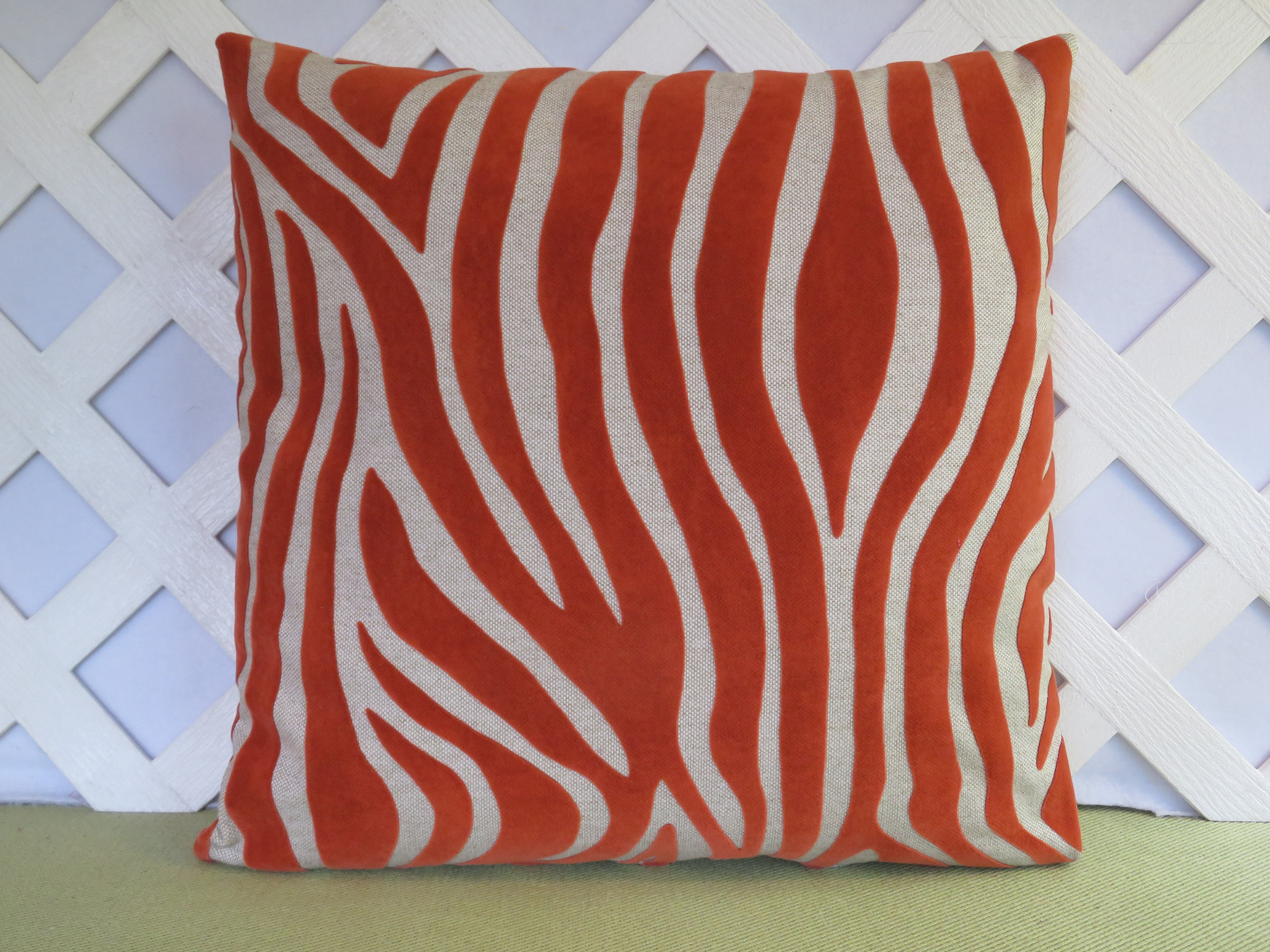 Orange Zebra Pillow Cover / Zebra Pillow / Orange Beige Pillow