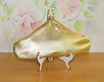 Cute Vintage, Gold Triangle, Clutch Purse